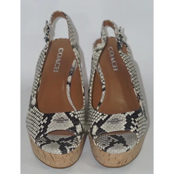 Coach Snakeskin Wedges with Cork Heel - Picture 4 of 6